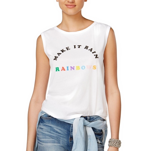 ban.do Tops - ban.do Cotton Make It Rain Rainbows Tank Top Shirt